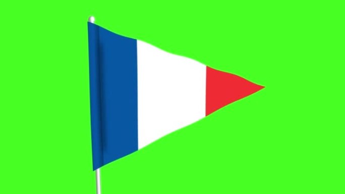 挥舞法国国旗，绿色屏幕上的4K动画。