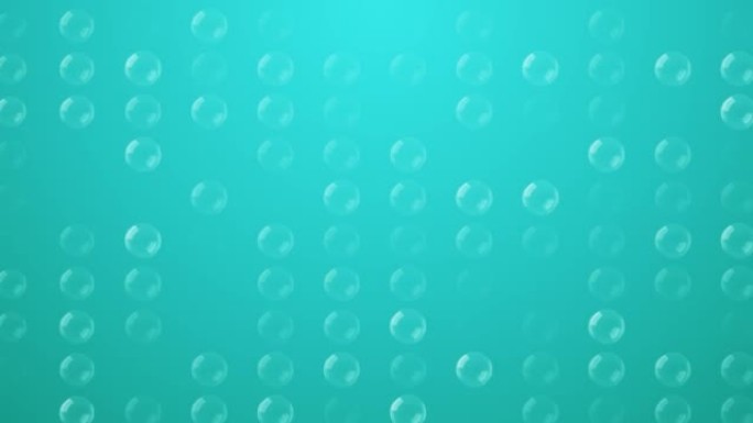 软泡泡沫上升动画股票视频绿松石彩色背景-氧气在海洋或游泳池下产生泡沫动画-气泡碳酸水-玻璃微距镜头