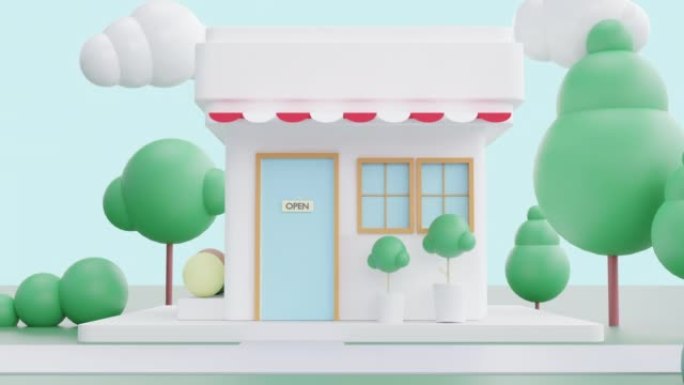 动画3d咖啡店简约风格卡通背景。