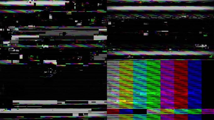 电视无信号和静态彩色噪声。故障错误视频损坏。严重的障碍。