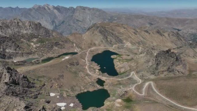 Cilo山脉中的冰川湖无人机视频，土耳其Yuksekova Hakkari