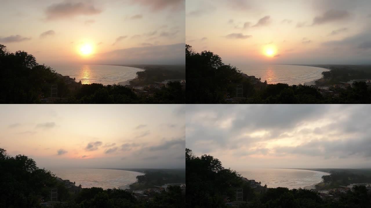 里约热内卢巴拉德瓜拉蒂巴的日落。