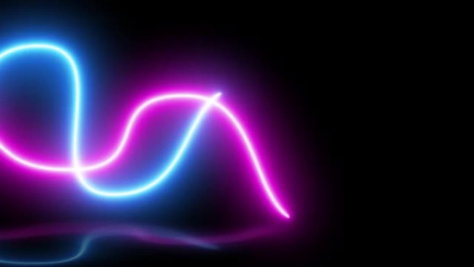 未来曲线水平抽象形状发光效果，图形激光氖射线闪光光谱聚光灯，荧光彩色循环动画均衡器酷技术现代插图反射