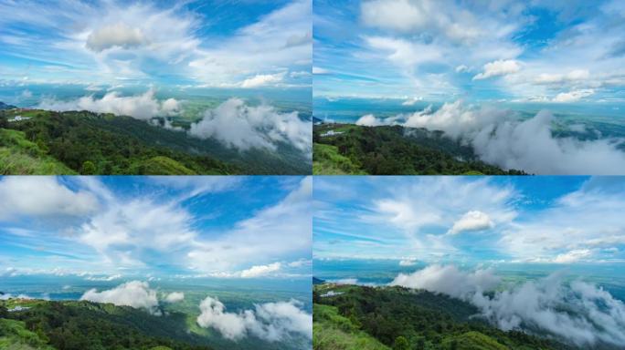 带有雾的主题山峰，延时视频