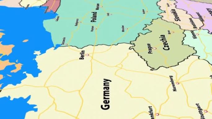 波兰地图与旗帜动画3D