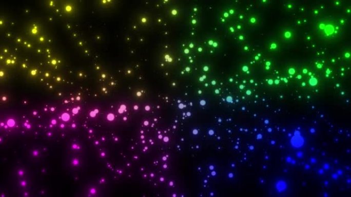 彩色粒子迪斯科背景，迪斯科灯背景闪光抽象，闪闪发光的发光二极管灯墙壁显示抽象运动背景，多色发光二极管