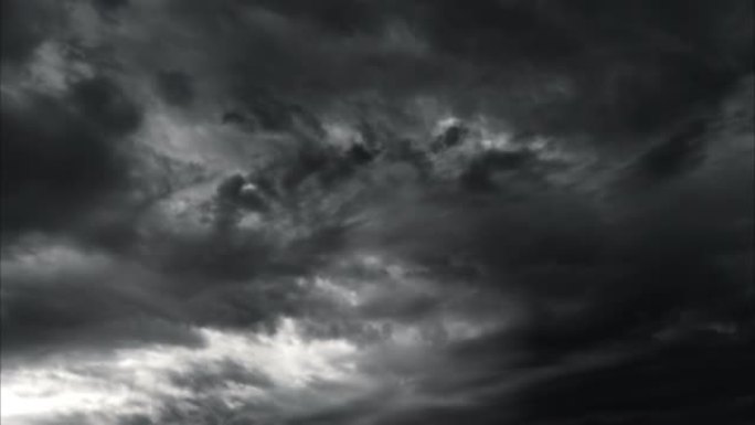黑暗的戏剧性天空的延时，在雨或雪之前，黑色的暴风雨云作为抽象的背景，风和极端天气