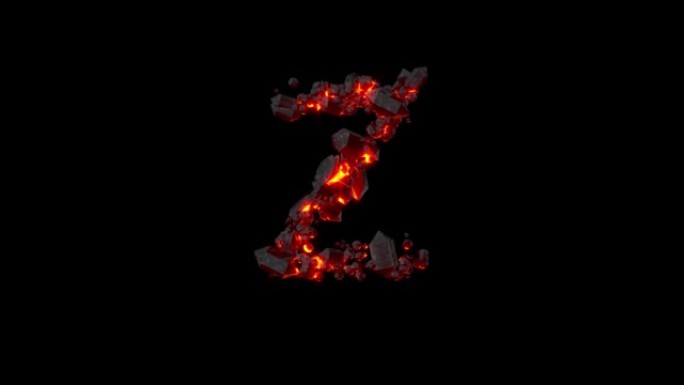 水晶字体-闪亮黑暗熔岩石的字母Z，孤立循环视频