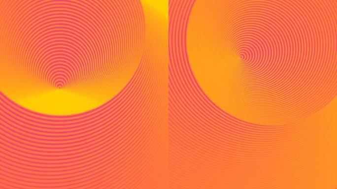 简单移动的橙色线条几何图案，呈现圆润的三维形状。3d渲染垂直视频广告。数字循环动画背景高清