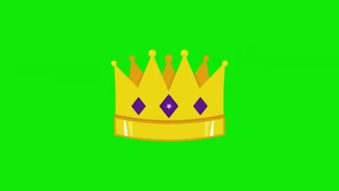 国王或女王皇冠图标动画。皇冠闪亮闪光。带有阿尔法通道的循环动画，绿色屏幕。