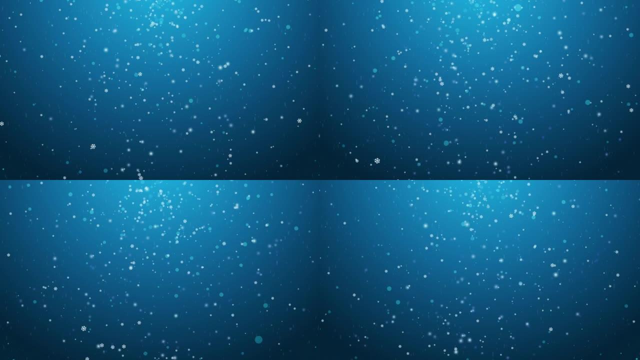 4k冬季蓝色背景雪花