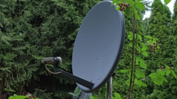 带电视信号接收器的黑色金属卫星天线碟形天线