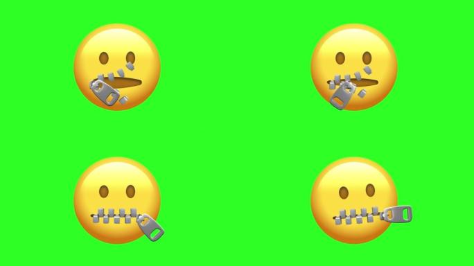 Animated Zipper-Mouth Face Emoji. Seamless Loopabl