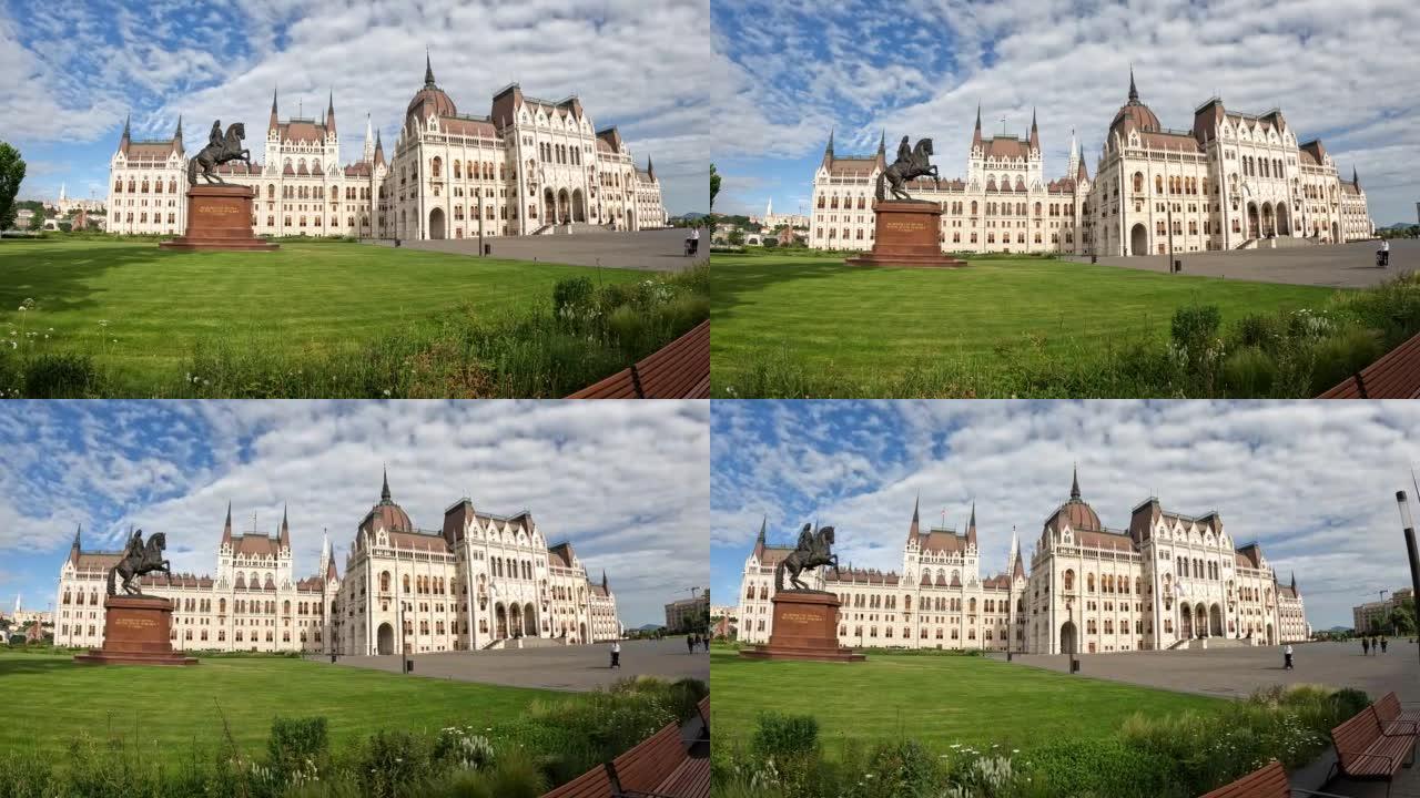 布达佩斯匈牙利国会大厦 (Orszaghaz) 的广角镜头