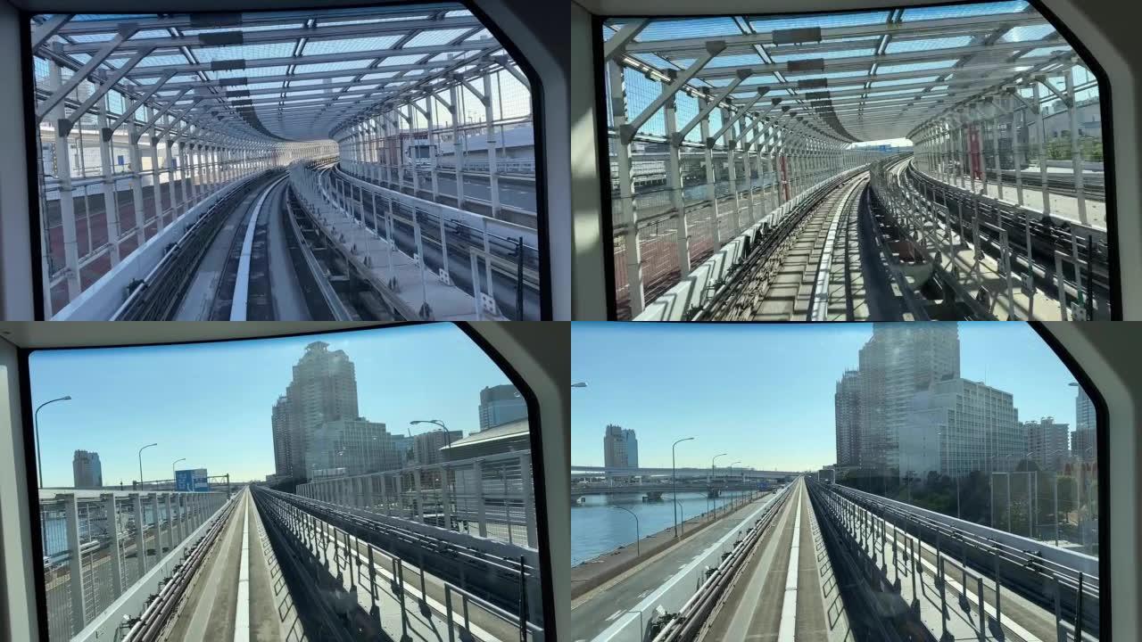 天空列车窗口的全高清交通镜头点另一列火车正在通过