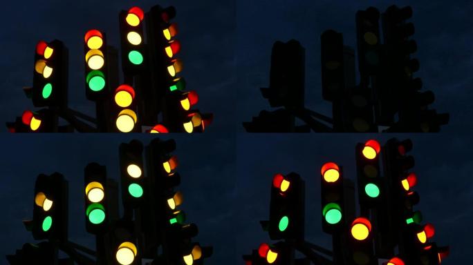 背景-夜间红绿灯红绿灯闪烁很多红绿灯繁华
