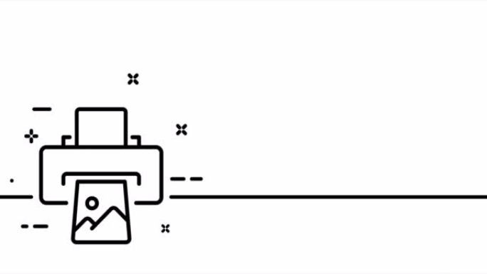 照片打印机。照片打印，快照，帧，摄影师，相机，增强，校正，滤镜，效果。一个线条画动画。运动设计。动画
