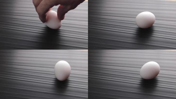桌子上扭曲的鸡蛋