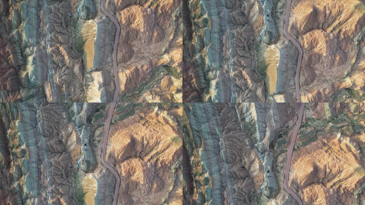 张掖国家地质公园丹霞地貌空中平移图