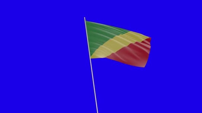 手持挥舞的刚果共和国的旗帜与绿幕背景3d建模和动画循环- Cgi刚果共和国的旗帜正在绿幕背景上挥舞旗