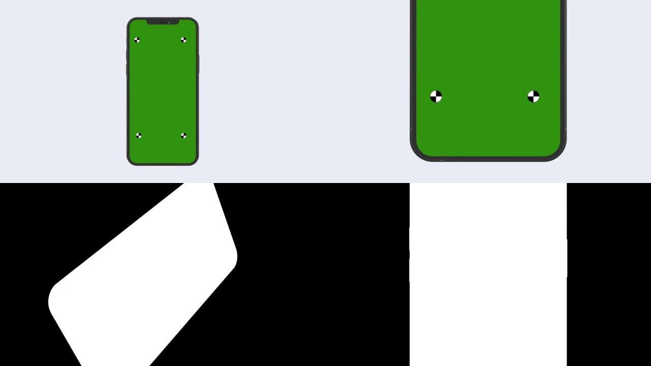 智能手机显示来自中间的动画，隔离在白色背景上，包括Luma频道