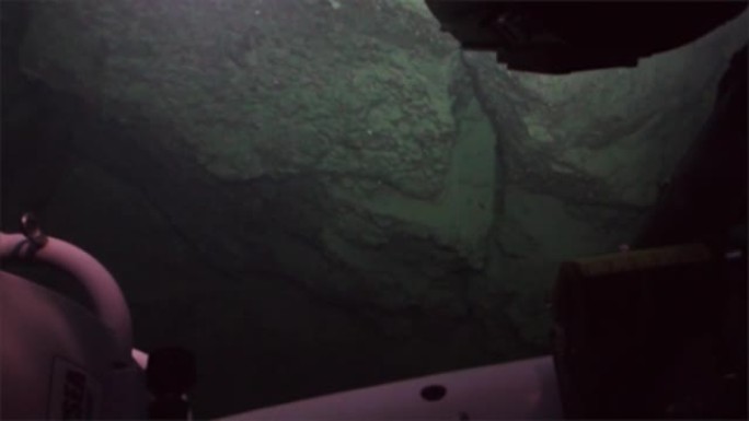在300米深的太平洋从潜艇上观察深萨达姆瑚礁的生活。