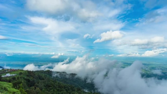 带有雾的主题山峰，延时视频