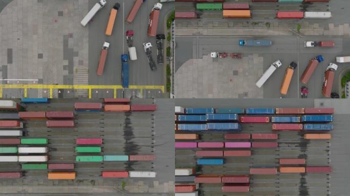 Traffic in harbour. Top down shot of logistic term