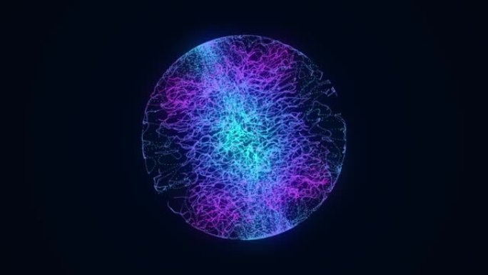 带有粒子的科幻彩色球体。概念网络连接。马吉克球体。抽象技术背景。3d渲染。