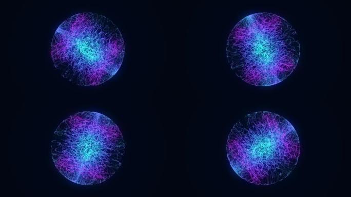 带有粒子的科幻彩色球体。概念网络连接。马吉克球体。抽象技术背景。3d渲染。
