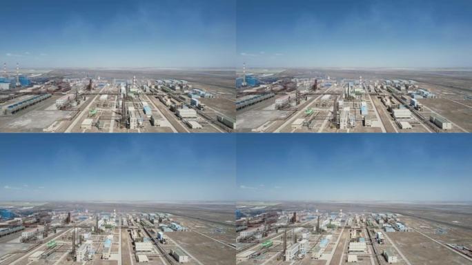 中国恰尔汗盐湖工厂的平移视图