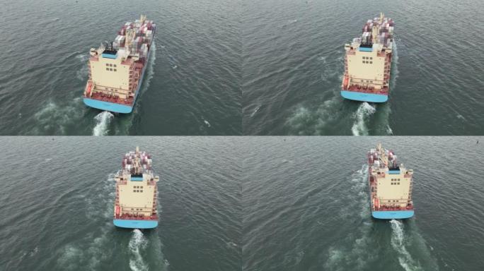海运货船鸟瞰图，货运，集装箱船概念