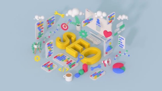 SEO优化营销设计3D渲染动画