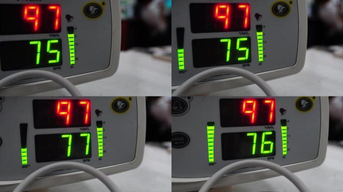 脉搏血氧计特写展示机器仪器