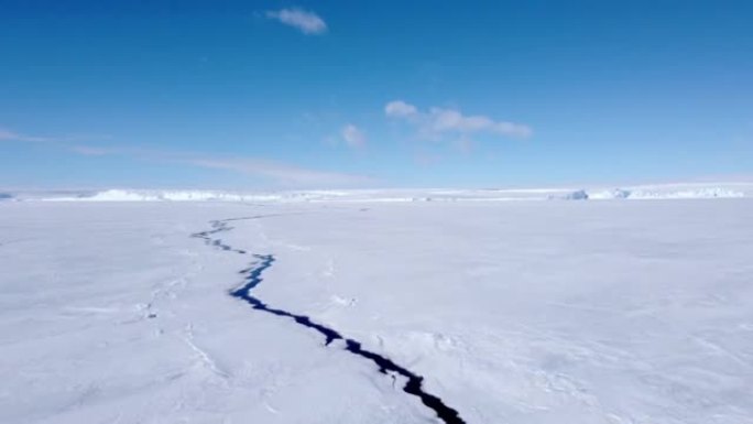 冰冻南极。沙漠白地冰雪无人机拍摄。