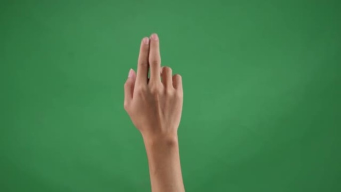 两次点击绿色屏幕背景上的两个手指