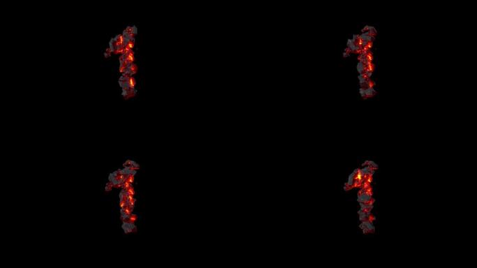 水晶字母-闪亮的黑暗岩浆岩的1号，孤立循环视频