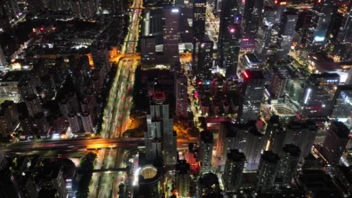 Aerial footage of landscape at night in shenzhen c