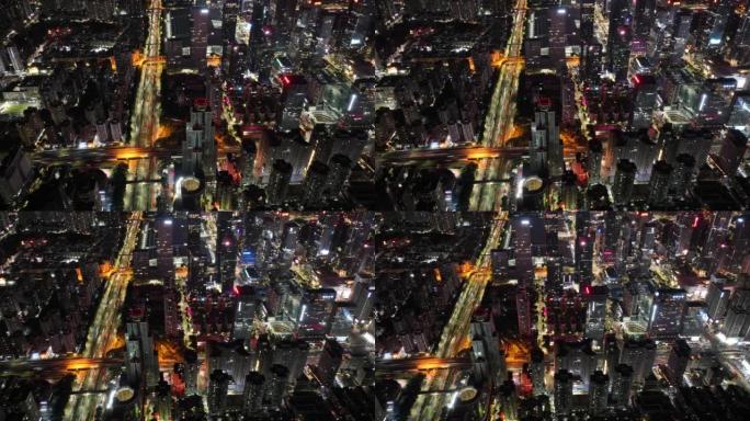 Aerial footage of landscape at night in shenzhen c
