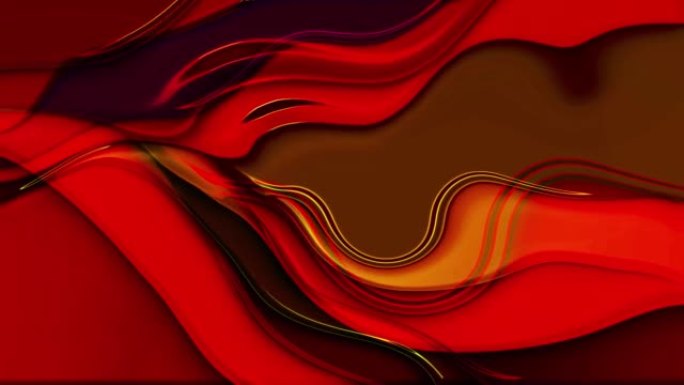 抽象红色七彩流畅线条液体动画4k背景