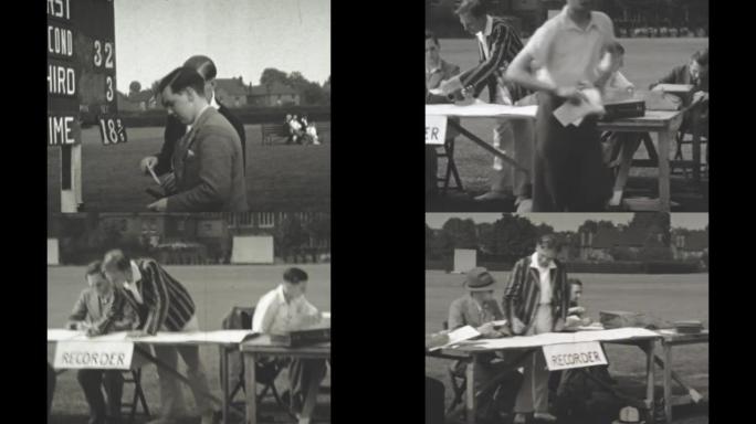 英国1939，学校运动日繁忙的工作人员计分板