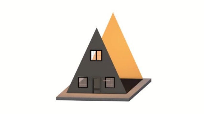 黑暗的小房子，3D动画。房地产和抵押贷款概念。