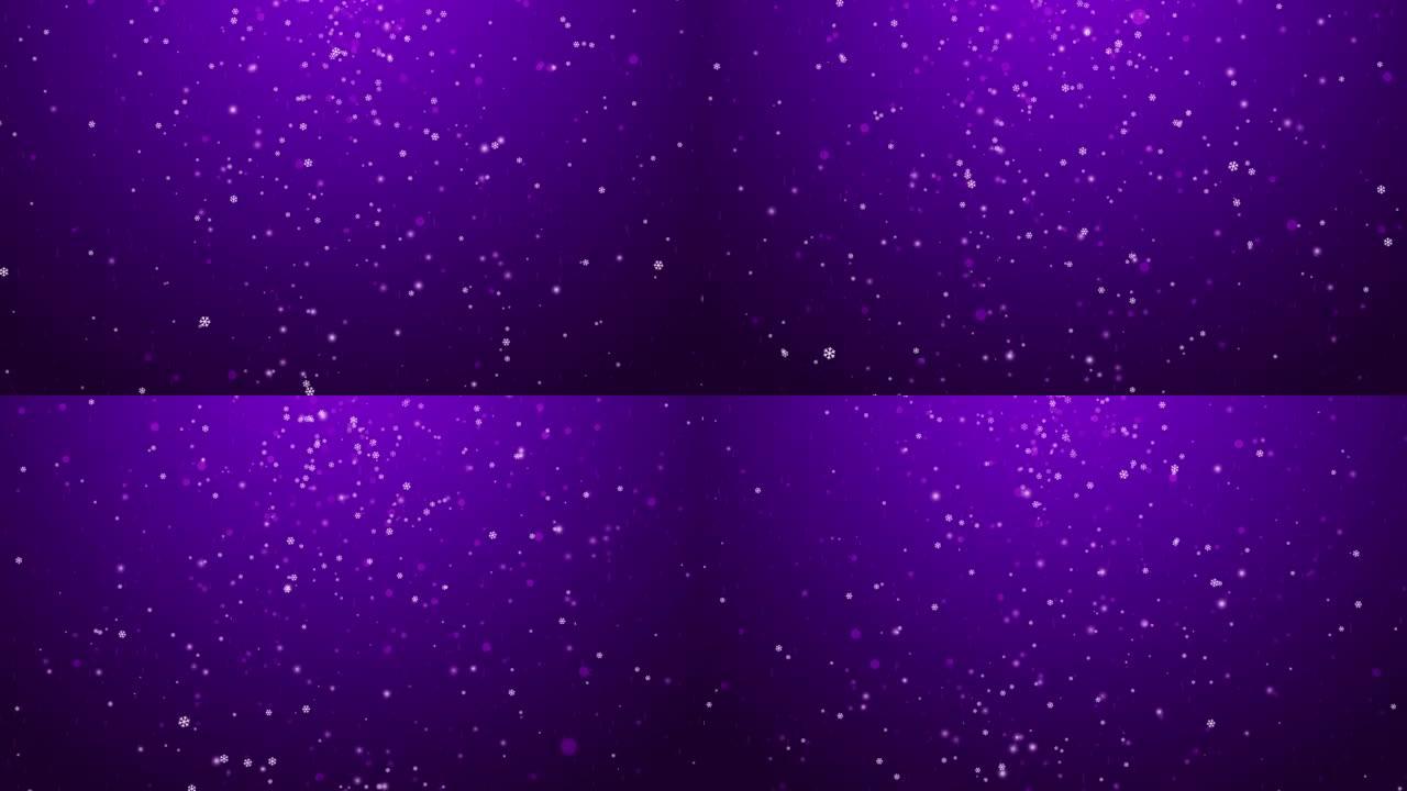 4k冬季紫色背景雪花
