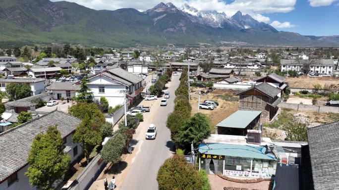 航拍丽江白沙古镇风景区