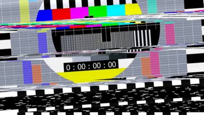 毛刺电视静态噪声失真信号问题错误视频损坏复古风格80s测试图