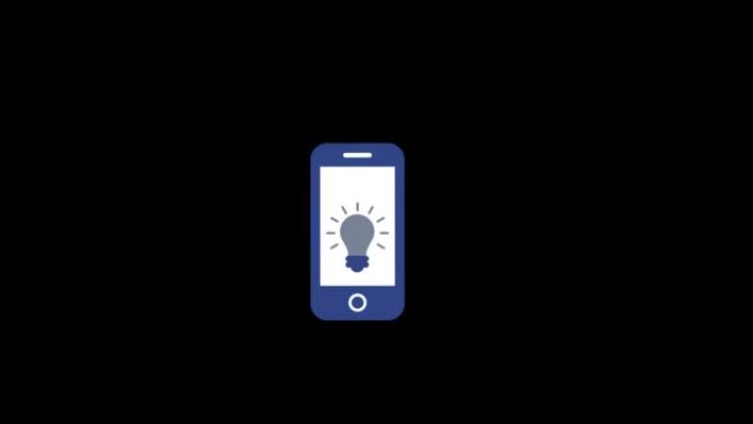 light bulb on mobile icon motion graphics animatio