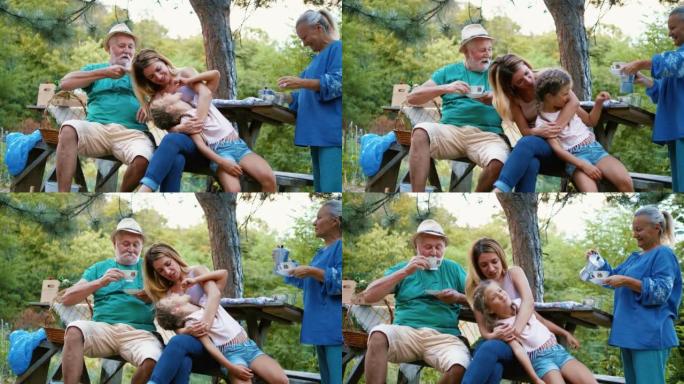 Multi-generational family resting after a successf