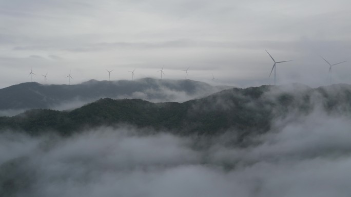 山脉云海  风电项目   仙境云雾