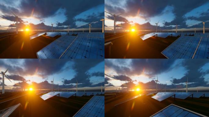 太阳能电池板领域的动画场景