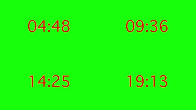 数字时钟计数、数字计数动画、计时符号和倒计时、闹钟计时器或手表计时器、叠加阿尔法分层和色度键控背景股